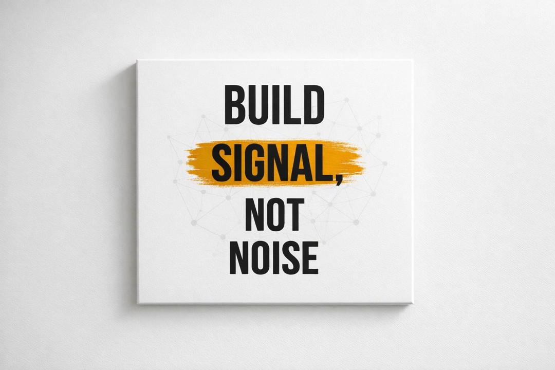 Hub-and-spoke card network connected by golden lines on a clean white background.
