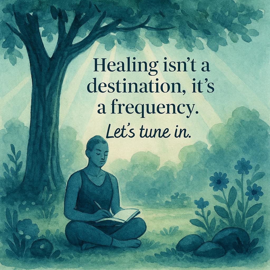 A tranquil watercolor scene in a garden with a figure meditating under a sunlit tree, symbolizing resilience and spiritual growth.