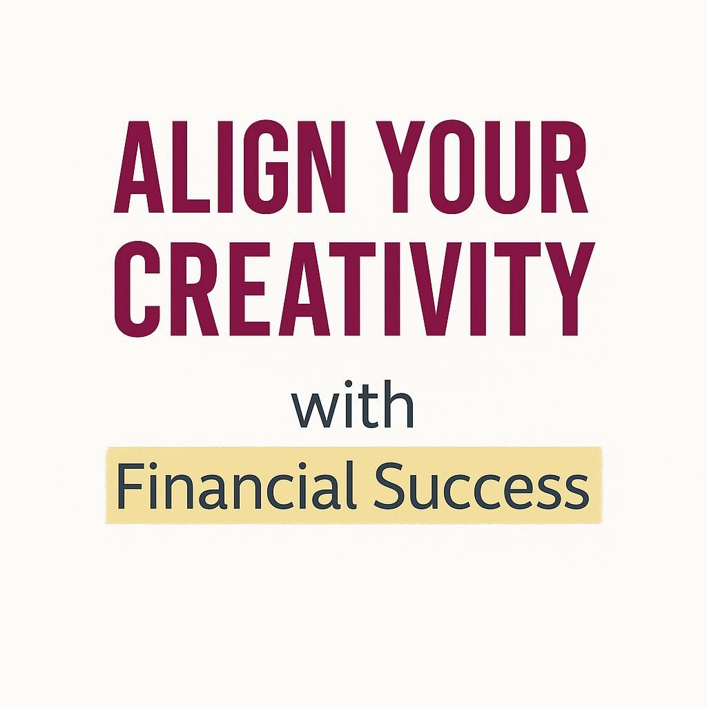 Typographic image with the words 'Align Your Creativity with Financial Success' on a white background, designed to motivate and empower creative professionals.