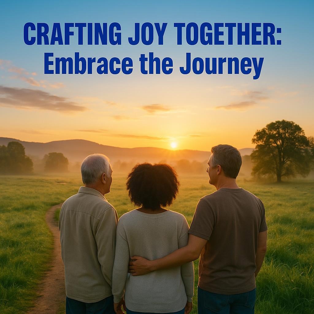 Diverse group of people standing in a meadow at sunrise, symbolizing happiness and positive relationships.