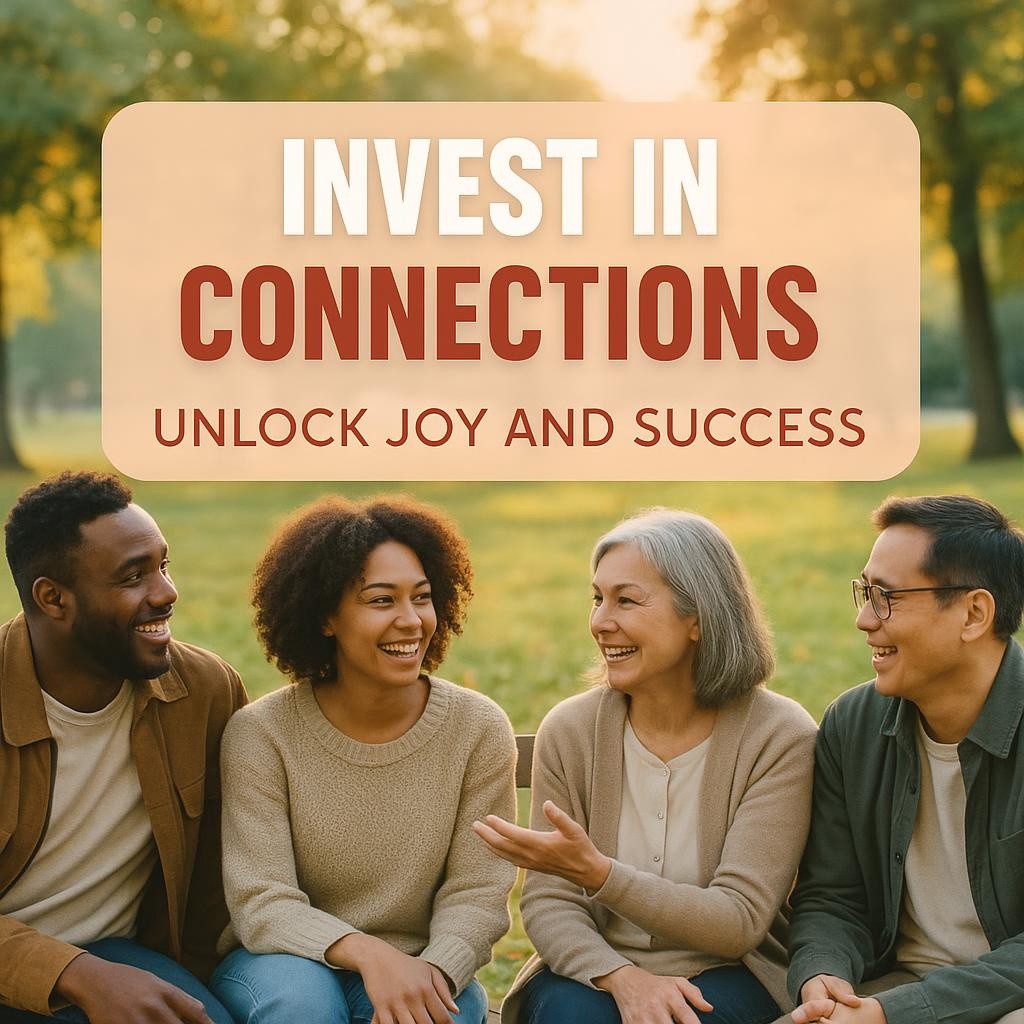 Diverse adults conversing in a park, illustrating the importance of building supportive relationships for personal growth and success.