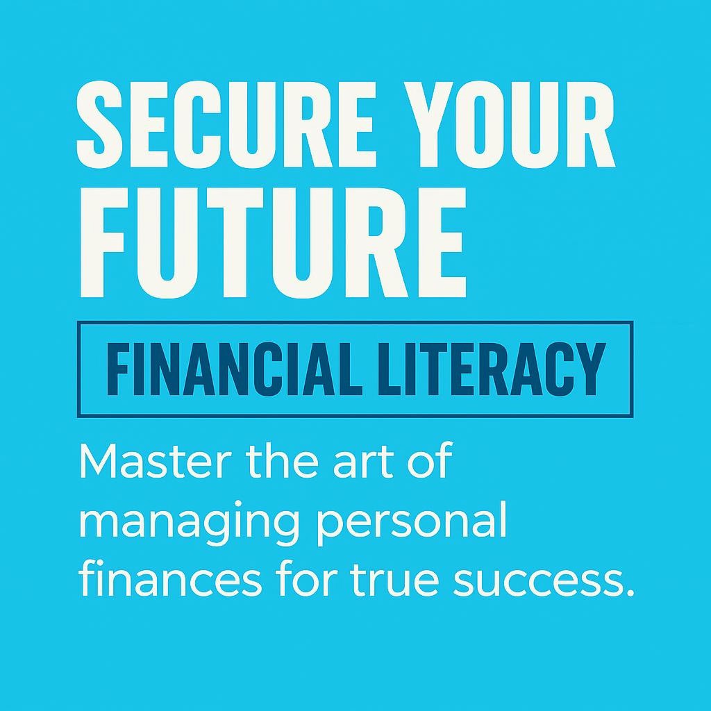 Image featuring the phrase 'Secure Your Future' with emphasis on 'Financial Literacy' over a solid background, promoting effective personal finance management.