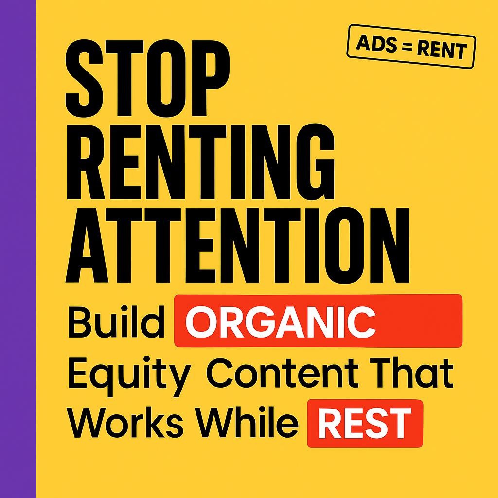 Bold yellow blog header with purple sidebar and black text highlighting organic, equity, and rest in red boxes.