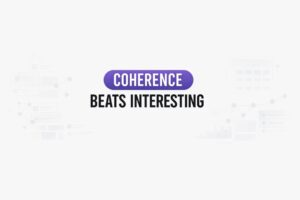 Abstract split graphic contrasting scattered spikes with a coherent repeating network of connected nodes.