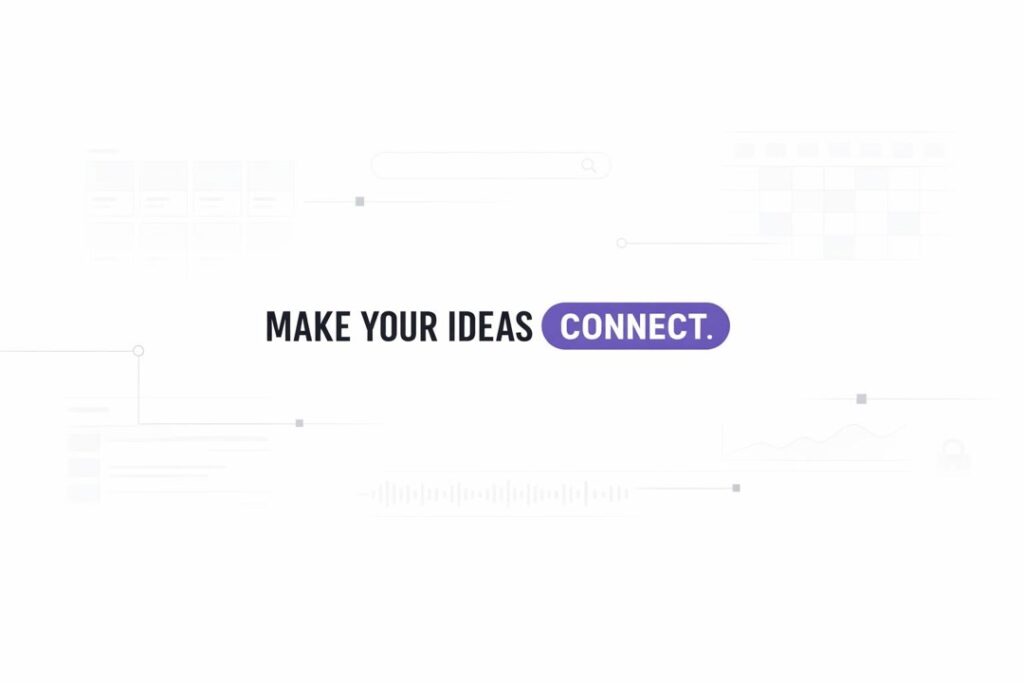 Minimalist graphic showing connected content blocks and links representing a coherence map for authority.
