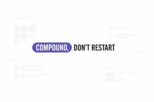 Abstract four-lane graphic comparing manual posting, agencies, paid ads, and a compounding visibility system.